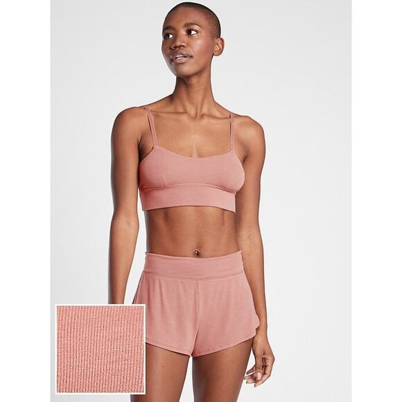 Athleta Bra Womens Large Well Rested Rib Sleep Palermo Pink Super Soft Stretch - Picture 1 of 7